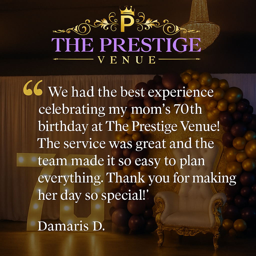 5-star Google review from Damaris D. about her mother's 70th birthday celebration