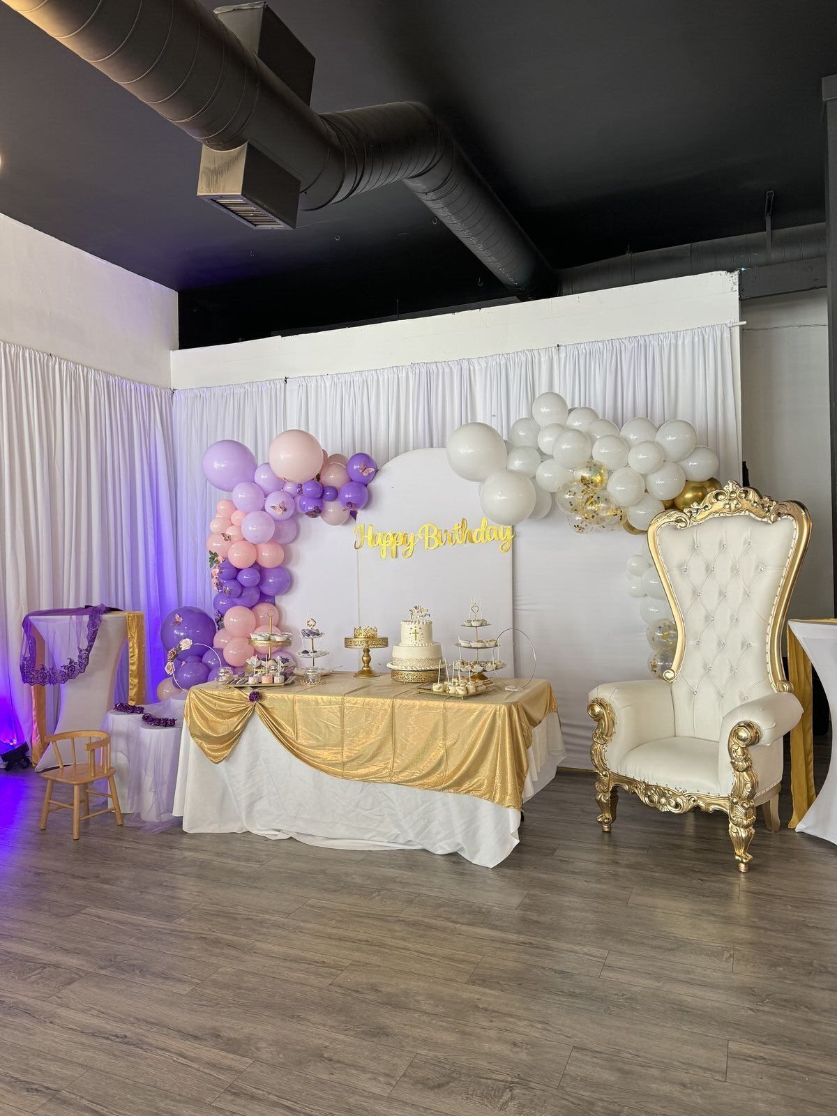 The Prestige Venue set up for an elegant birthday party