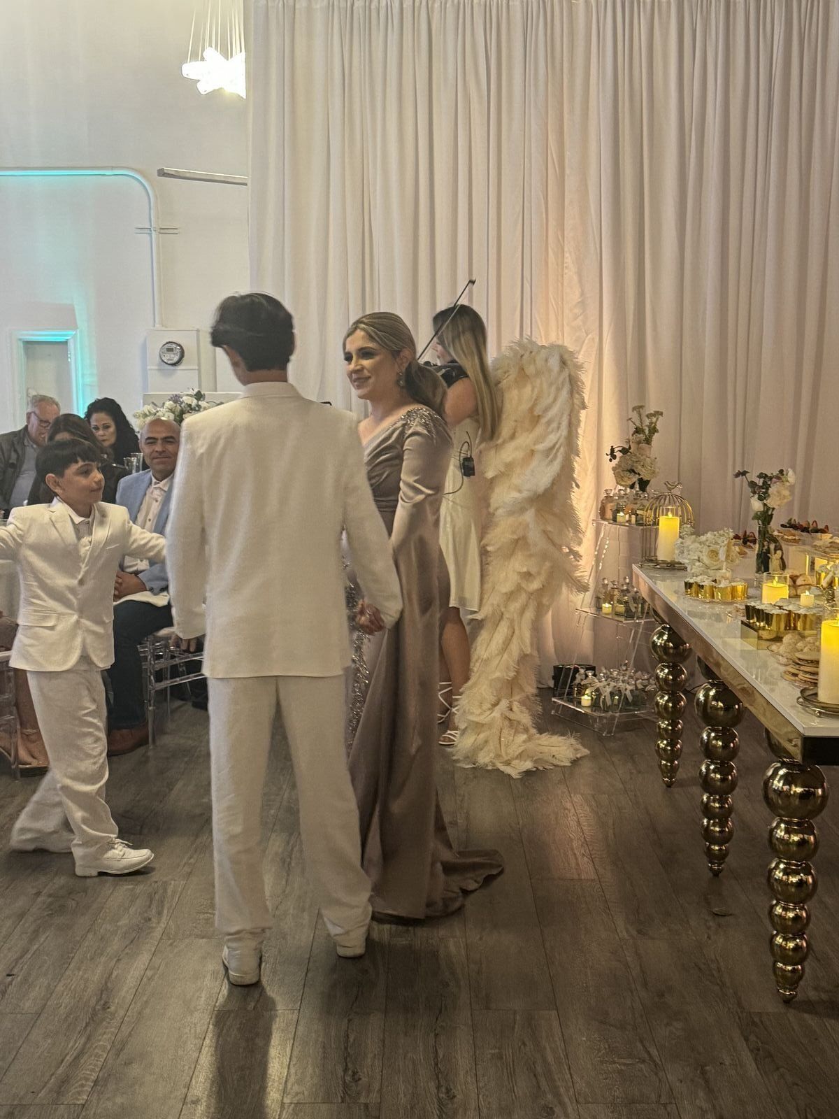 Wedding ceremony setup at The Prestige Hall with beautiful floral arrangements