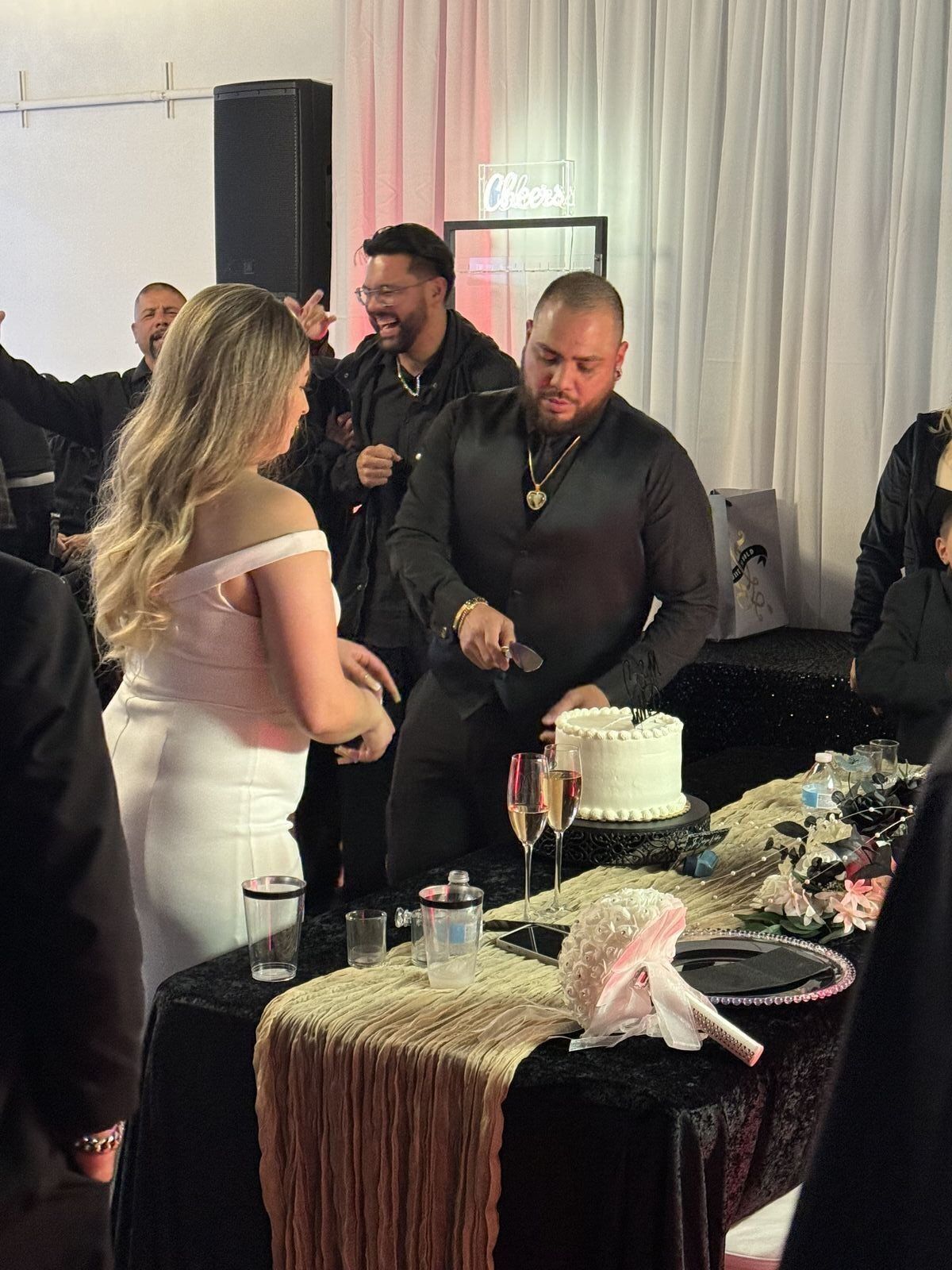 Wedding celebration at The Prestige Venue with bride and groom